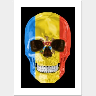 Moldova Flag Skull - Gift for Moldovan With Roots From Moldova Posters and Art